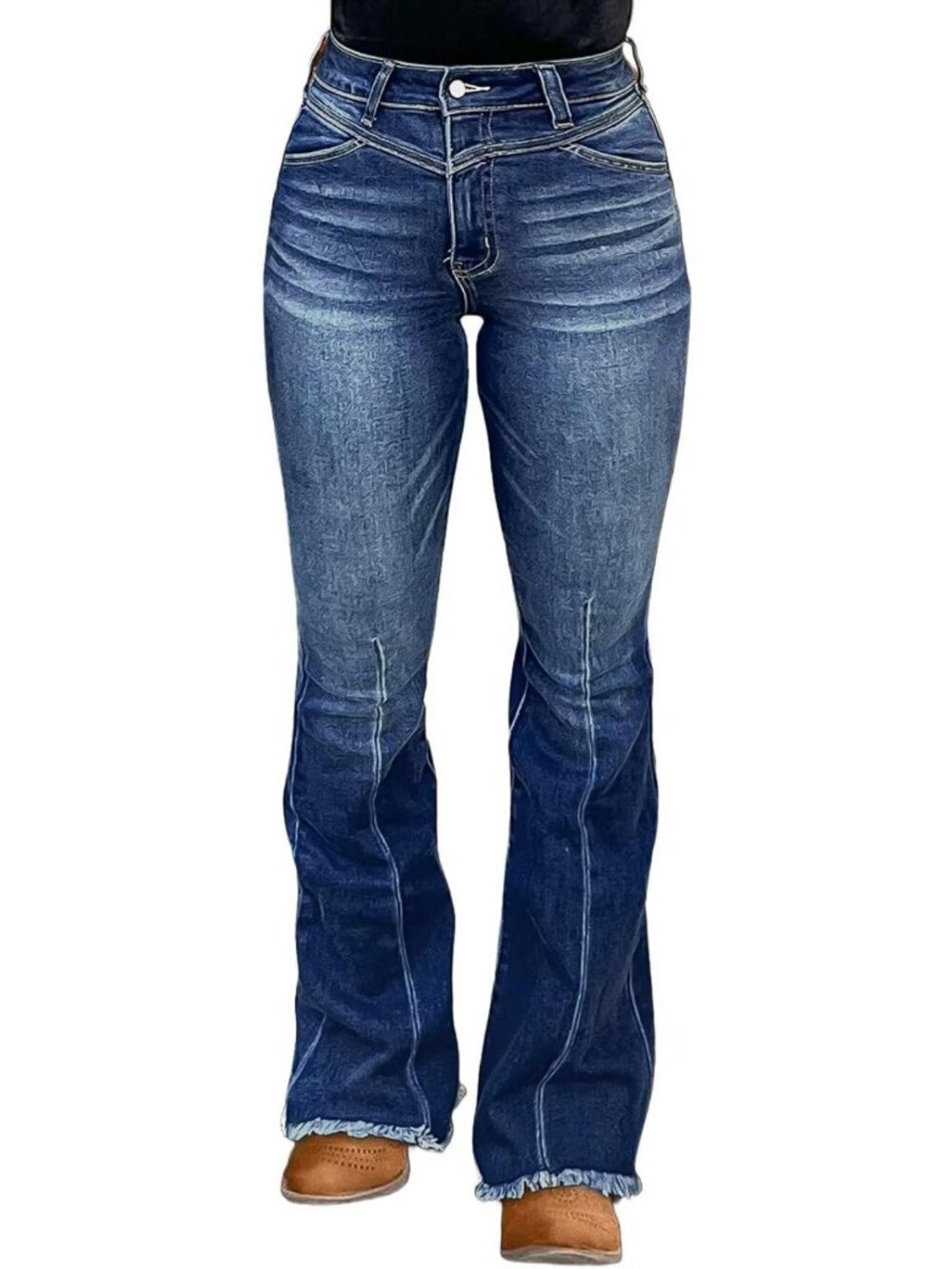 High-Waisted Tummy Control Bootcut Jeans - Butt Lifting & Flattering Fit for